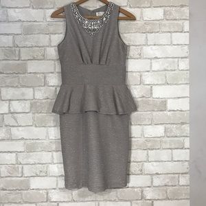 EUC peplum sleeveless sparkly jewels dress